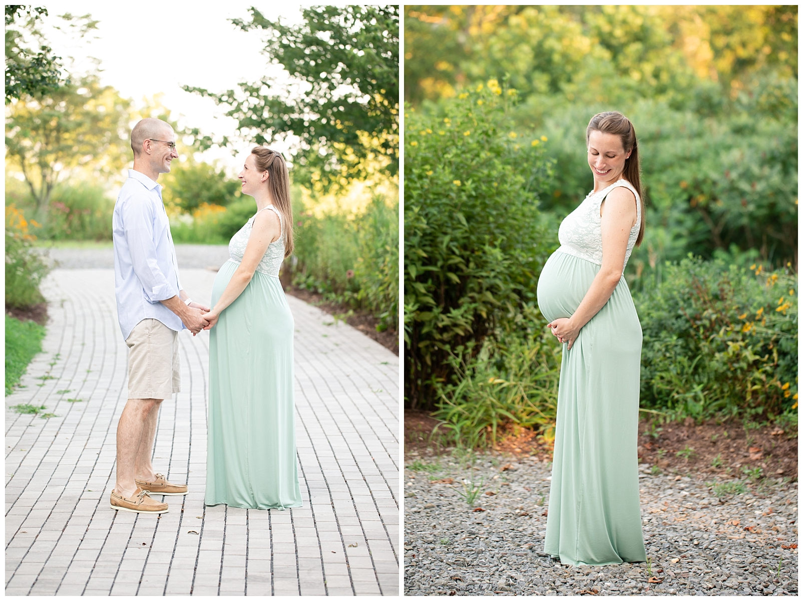 maternity gown in mint at the Howard County Conservancy