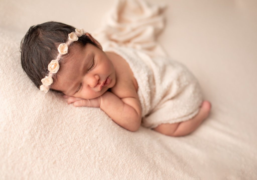 Tessa Headband on a newborn baby